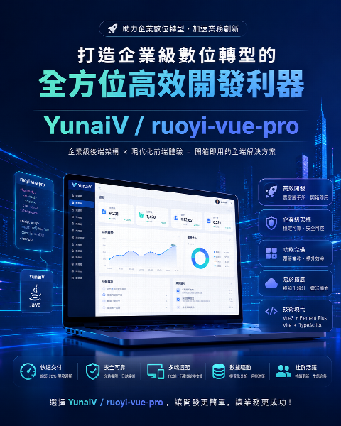 YunaiV/ruoyi-vue-pro：打造企業級數位轉型的全方位高效開發利器